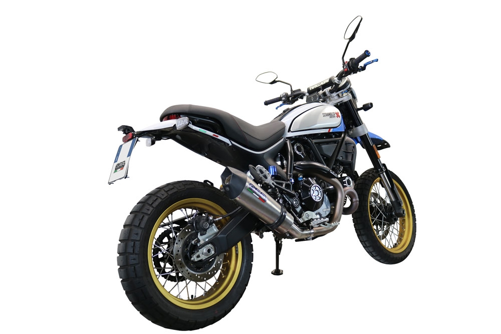 Exhaust compatible with Ducati Scrambler 803 2021-2023, Gpe Ann. Titanium, Slip-on exhaust including link pipe and removable db killer 
