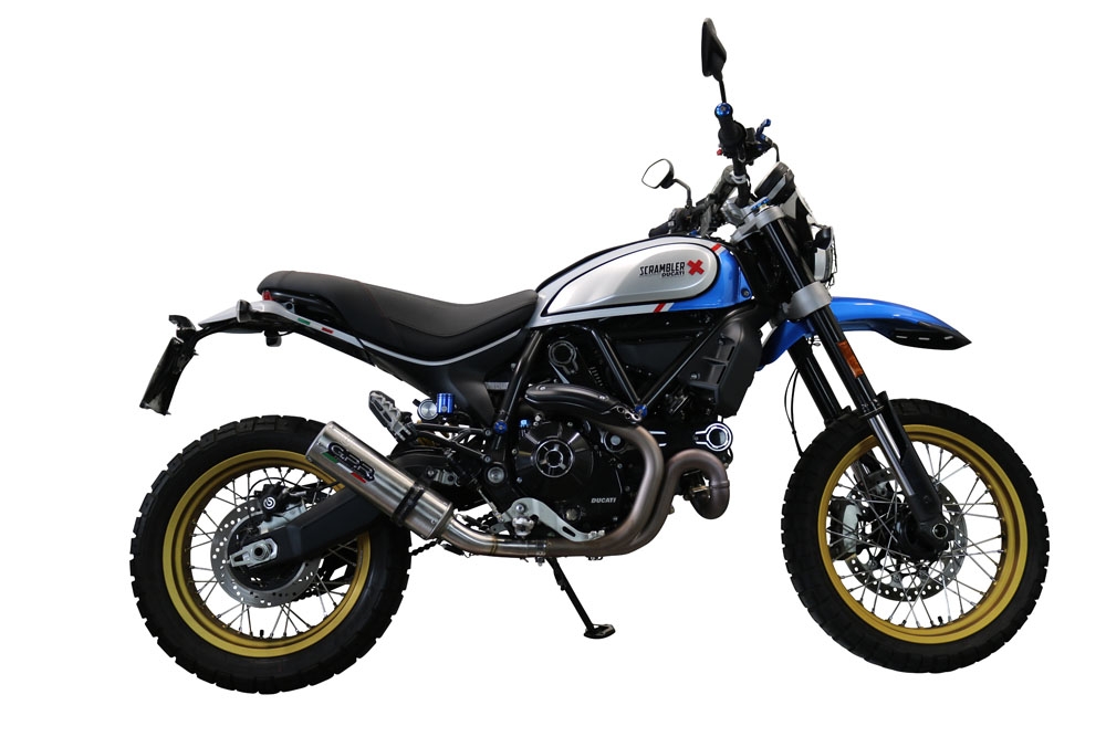 GPR exhaust compatible with  Ducati Scrambler 803 2021-2023, M3 Titanium Natural, Slip-on exhaust including removable db killer, link pipe and catalyst,  EPA-compliant 