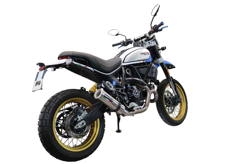 GPR exhaust compatible with  Ducati Scrambler 803 2021-2023, M3 Titanium Natural, Slip-on exhaust including removable db killer, link pipe and catalyst,  EPA-compliant 