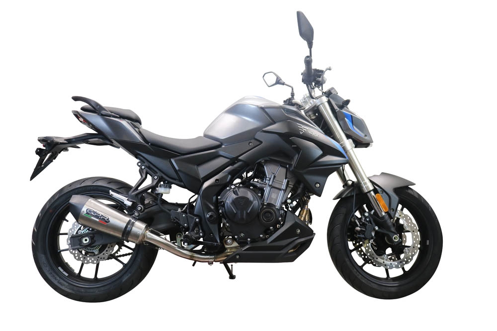Exhaust compatible with Voge 500R 2021-2024, GP Evo4 Titanium, Slip-on exhaust including removable db killer and link pipe 