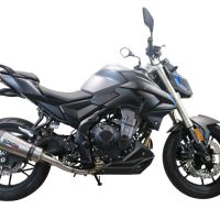 Exhaust compatible with Voge 500R 2021-2024, GP Evo4 Titanium, Slip-on exhaust including removable db killer and link pipe 