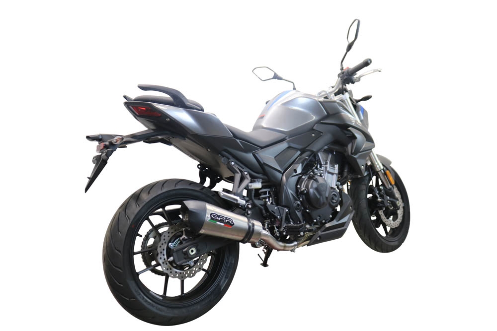 Exhaust compatible with Voge 500R 2021-2024, GP Evo4 Titanium, Slip-on exhaust including removable db killer and link pipe 