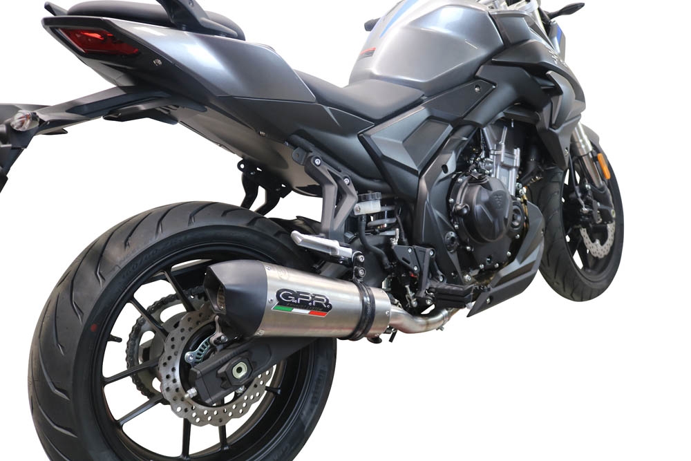 Exhaust compatible with Voge 500R 2021-2024, GP Evo4 Titanium, Slip-on exhaust including removable db killer and link pipe 