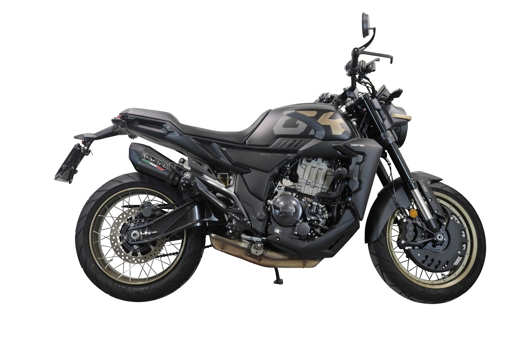 Exhaust compatible with Zontes 350 T1 ADV 2022-2024, GP Evo4 Poppy, Slip-on exhaust including removable db killer and link pipe 