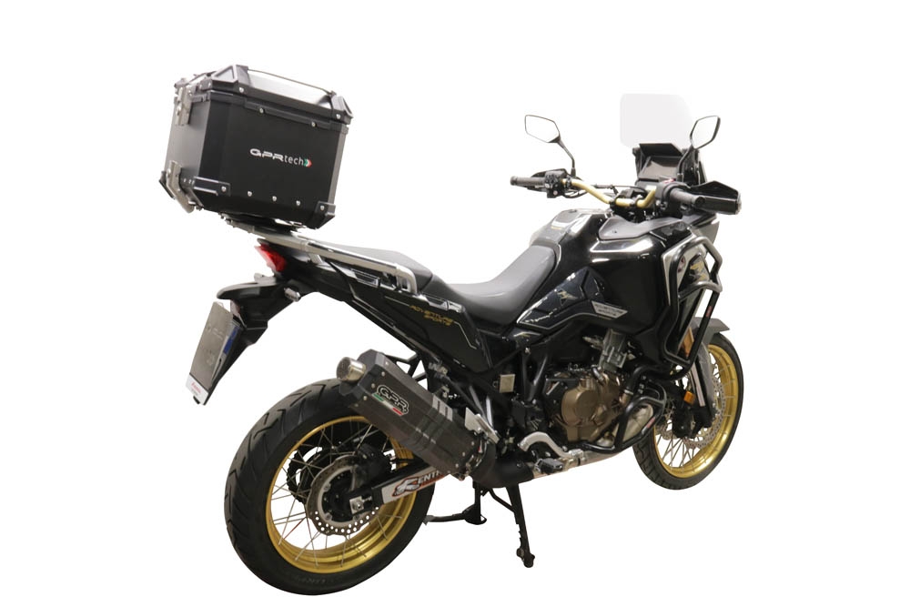 Top case GPR TECH compatible with  Honda Crf 1100 L Africa Twin 2020/2024 e5 GPR TECH Top case in aluminum, black color with specific plate included Capacity 55 LT.