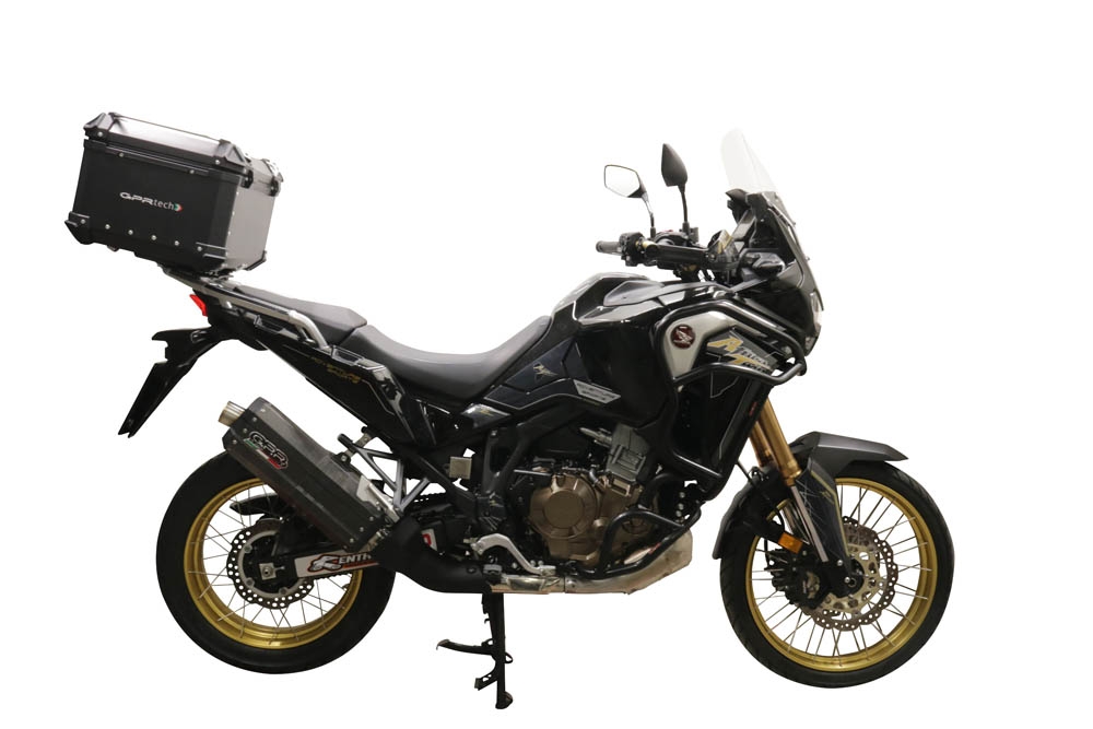 Top case GPR TECH compatible with  Honda Crf 1100 L Africa Twin 2020/2024 e5 GPR TECH Top case in aluminum, black color with specific plate included Capacity 35 LT.