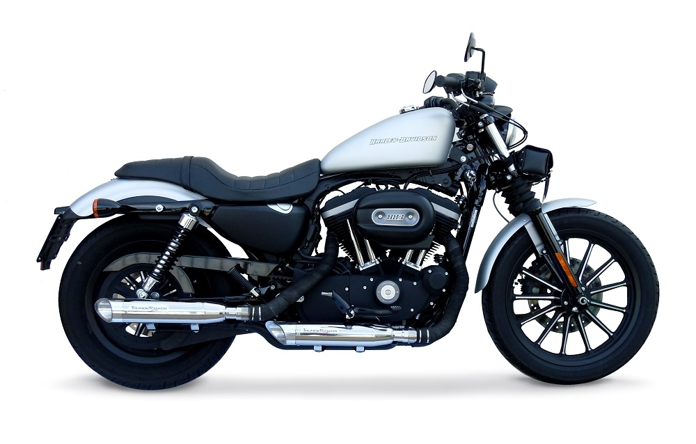 Exhaust compatible with Harley Davidson Sportster 1200 2010-2018, Slash Inox, Dual slip-on including removable db killers and link pipes 