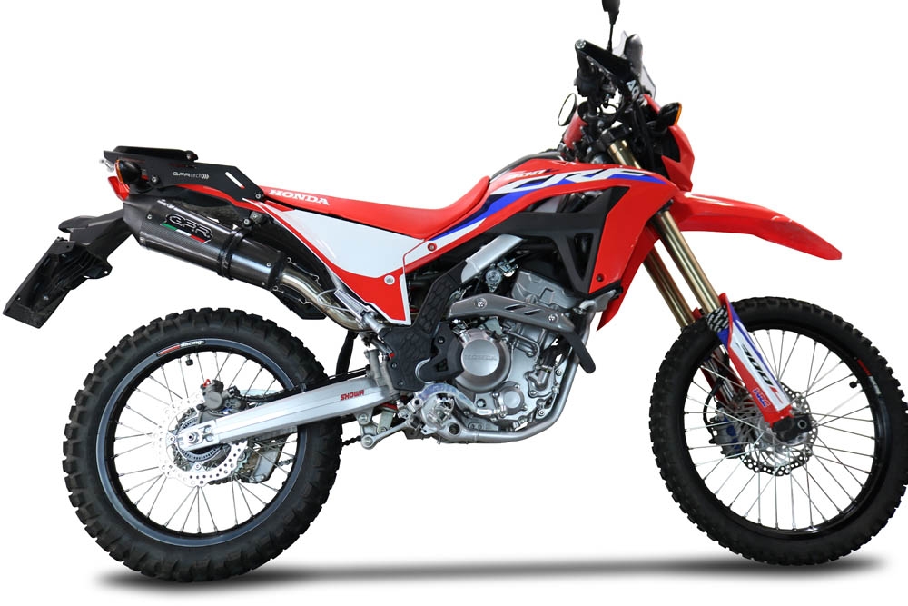 Exhaust compatible with Honda Crf 300L / Rally 2021-2024, Gpe Ann. Poppy, Slip-on exhaust including link pipe and removable db killer 