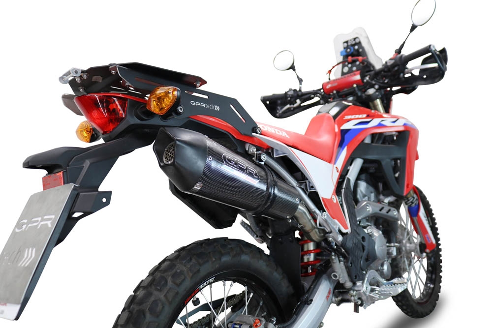 Exhaust compatible with Honda Crf 300L / Rally 2021-2024, Gpe Ann. Poppy, Slip-on exhaust including link pipe and removable db killer 