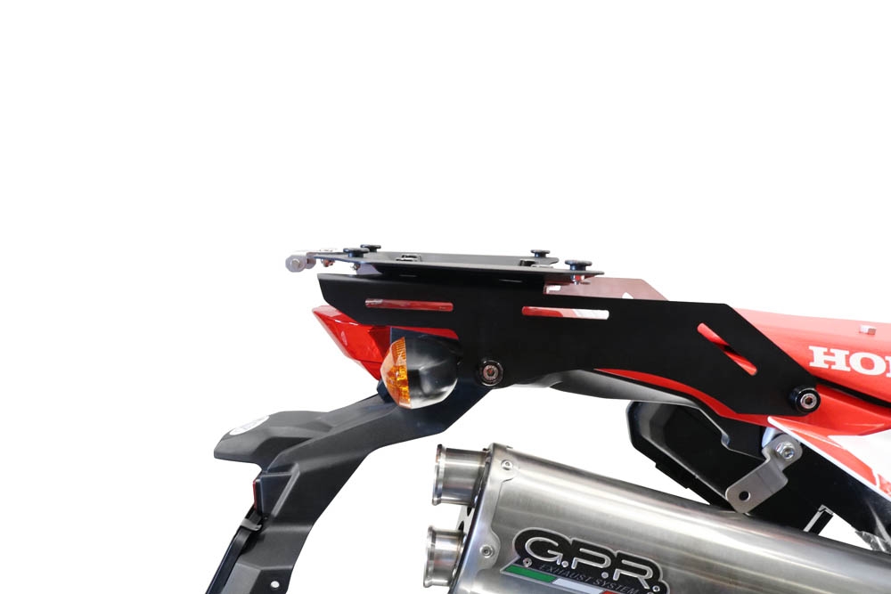 roof rack GPR TECH compatible with  Honda Crf 300 L / Rally 2021/2024 e5 GPR TECH Specific roof rack Top Case ALPITECH 45 LT Including black aluminum roof rack