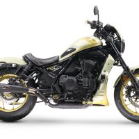 Exhaust compatible with Honda Rebel 1100 2021-2024, Ultracone Nero, Slip-on exhaust including removable db killer and link pipe 
