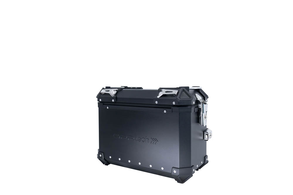 GPR TECH compatible with  Bmw R 1200 Gs Adventure 2014/2016 e3 GPR TECH Pair of side cases aluminum made with contoured right side, black color with specific pannier holder Capacity 38 LT. + 32 LT.