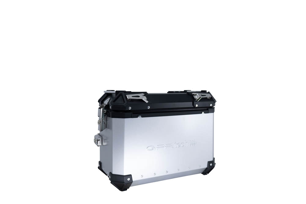 GPR TECH compatible with  Bmw R 1200 Gs 2013/2016 GPR TECH Pair of side cases aluminum made with contoured right side, silver color with specific pannier holder Capacity 38 LT. + 32 LT.