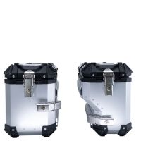 GPR TECH compatible with  Bmw R 1200 Gs Adventure 2014/2016 e3 GPR TECH Pair of side cases aluminum made with contoured right side, silver color with specific pannier holder Capacity 38 LT. + 32 LT.