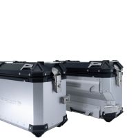 GPR TECH compatible with  Bmw R 1200 Gs 2013/2016 GPR TECH Pair of side cases aluminum made with contoured right side, silver color with specific pannier holder Capacity 38 LT. + 32 LT.