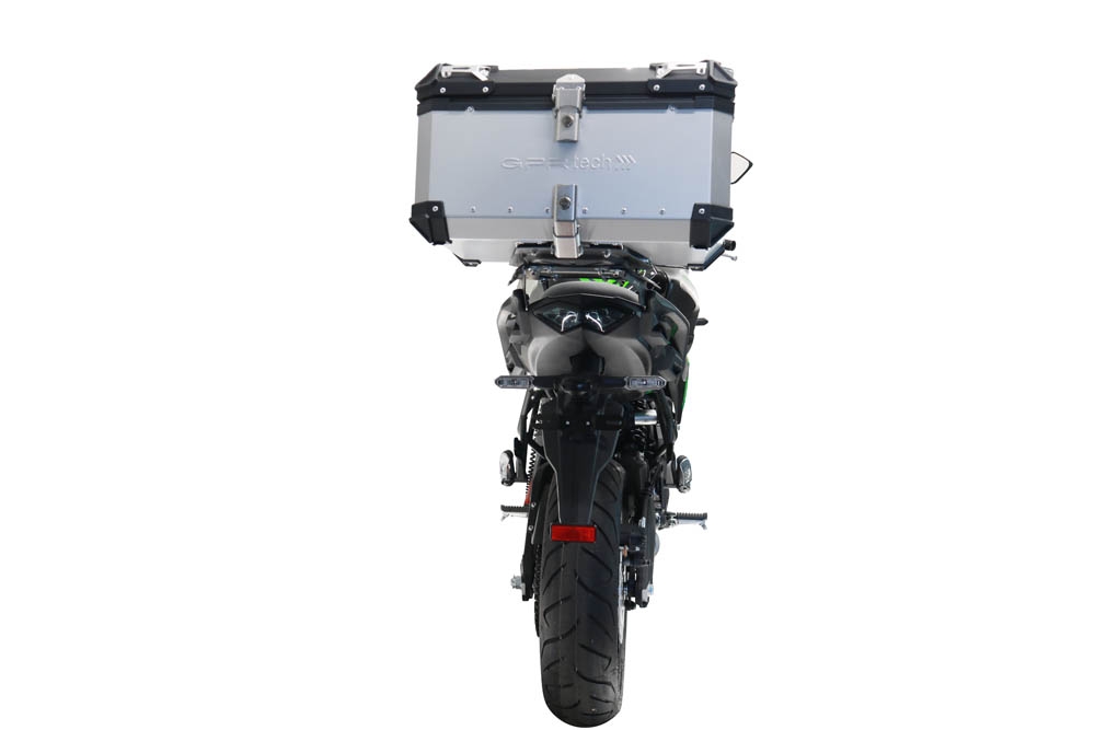 GPR TECH compatible with  Kawasaki Versys 650 2017/2020 e4 GPR TECH Top case in aluminum, silver color with specific plate included Capacity 45 LT.