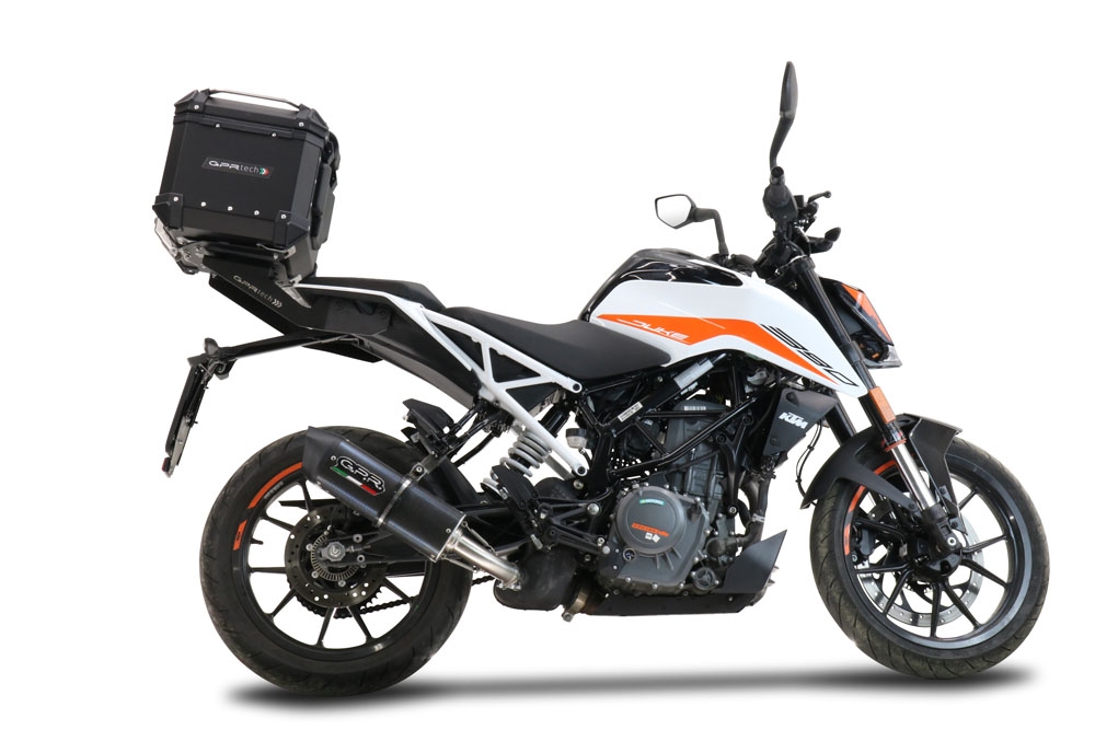 Top case GPR TECH compatible with  Ktm Duke 390 2021/2023 e5 GPR TECH Top case in aluminum, black color including, roof rack and specific plate Capacity 45 LT.