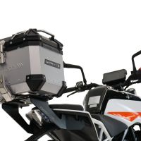 Top case GPR TECH compatible with  Ktm Duke 390 2021/2023 e5 GPR TECH Top case in aluminum, silver color, including roof rack and specific plate Capacity 45 LT.