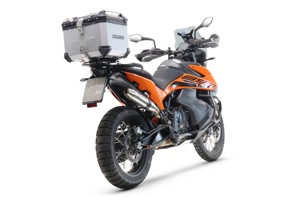 Top case GPR TECH compatible with  Ktm Adventure 890 L 2021/2024 e5 GPR TECH Top case in aluminum, silver color with specific plate included Capacity 55 LT.