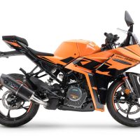 Exhaust compatible with Ktm RC 390 2022-2024, Furore Evo4 Nero, Slip-on exhaust including removable db killer and link pipe, EPA-compliant 