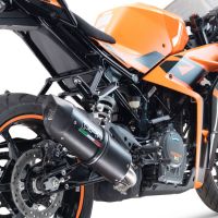 Exhaust compatible with Ktm RC 390 2022-2024, Furore Evo4 Nero, Slip-on exhaust including removable db killer and link pipe, EPA-compliant 