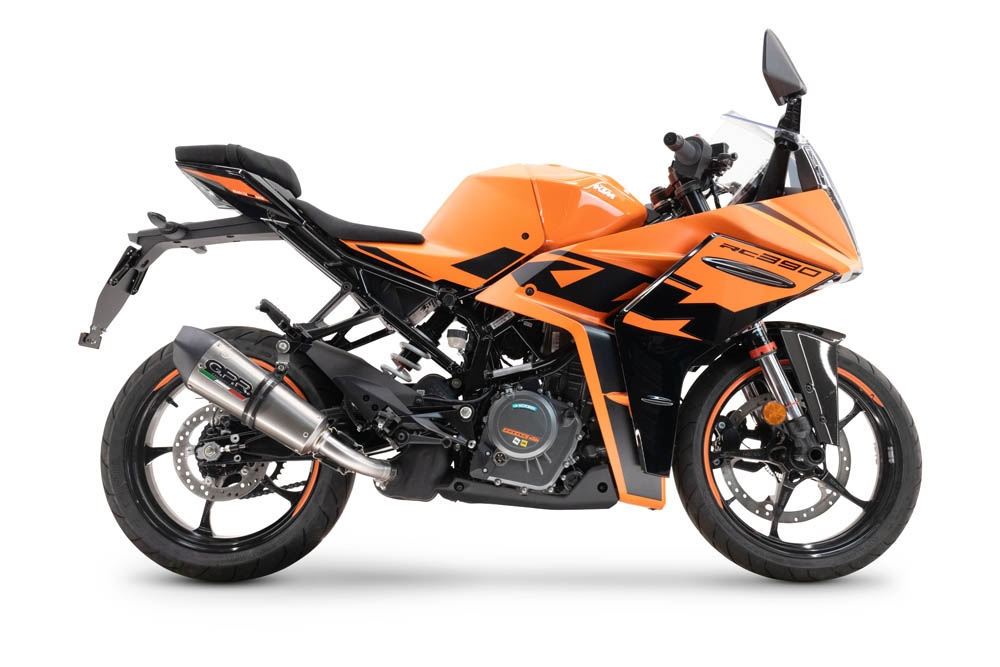 Exhaust compatible with Ktm RC 390 2022-2024, M3 Inox , Slip-on exhaust including removable db killer and link pipe, EPA-compliant 