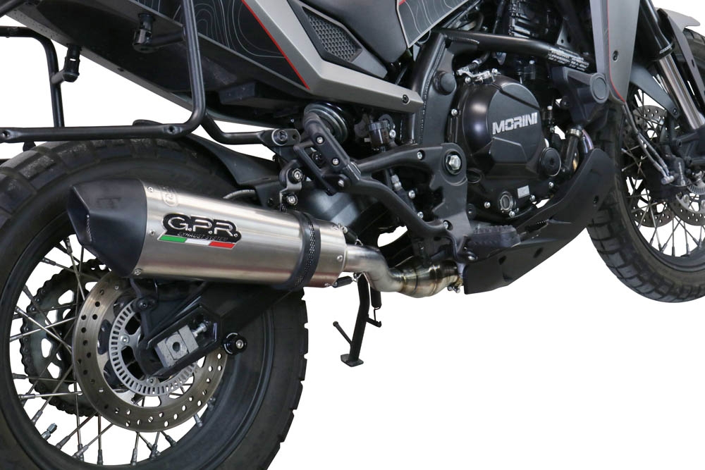 Exhaust compatible with Moto Morini X-CAPE 650 2021-2024, Gpe Ann. titanium, Mid-Full system exhaust including removable db killer 