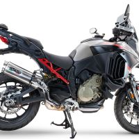 Exhaust compatible with Ducati Multistrada V4 Grand Tour 2024-2025, Dual Inox, Slip-on exhaust including removable db killer and link pipe, EPA-compliant 
