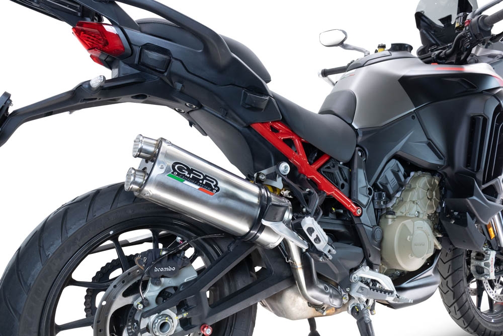 Exhaust compatible with Ducati Multistrada V4 Grand Tour 2024-2025, Dual Inox, Slip-on exhaust including removable db killer and link pipe, EPA-compliant 