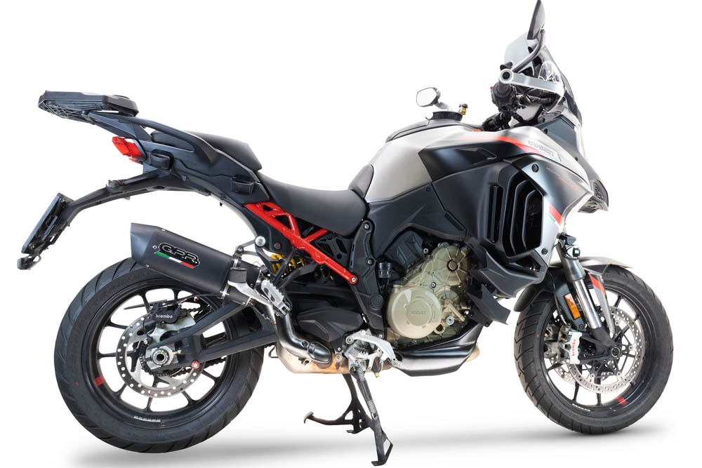 Exhaust compatible with Ducati Multistrada V4 Grand Tour 2024-2025, Furore Evo4 Nero, Slip-on exhaust including removable db killer and link pipe, EPA-compliant 