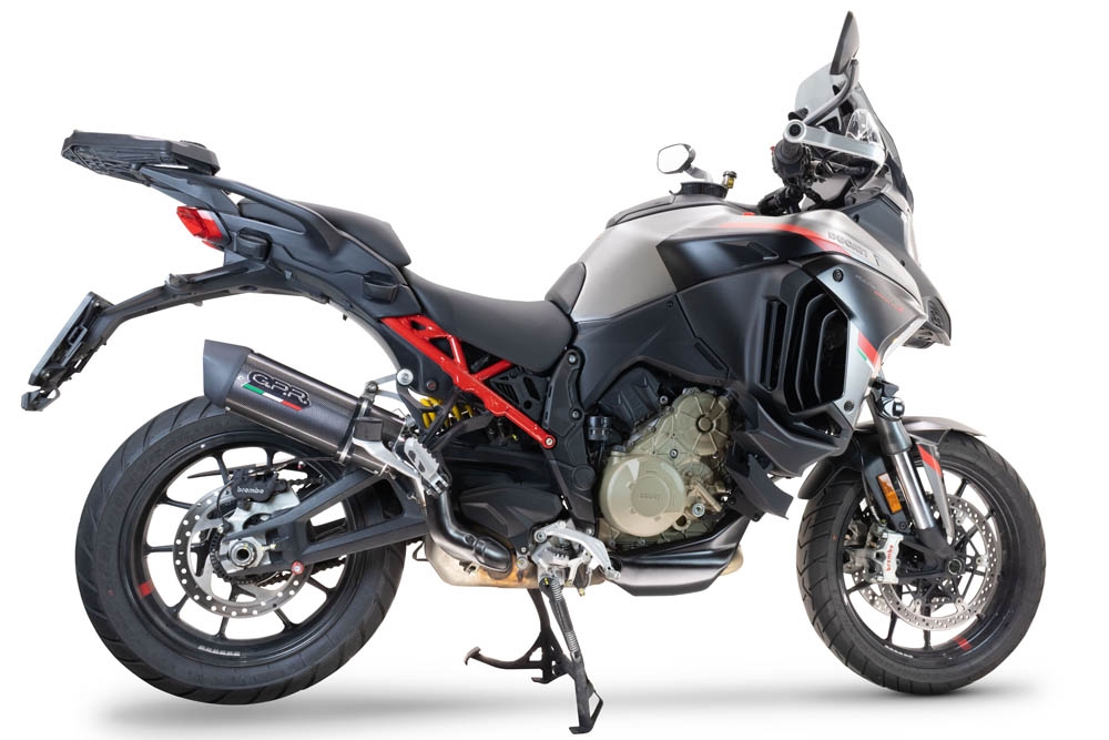 Exhaust compatible with Ducati Multistrada V4 S 2022-2024, Furore Evo4 Poppy, Slip-on exhaust including removable db killer and link pipe, EPA-compliant 