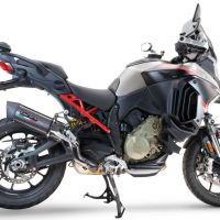 Exhaust compatible with Ducati Multistrada V4 S 2022-2024, Furore Evo4 Poppy, Slip-on exhaust including removable db killer and link pipe, EPA-compliant 