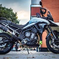 Exhaust compatible with Triumph Tiger 900 2020-2023, Furore Evo4 Nero, Slip-on exhaust including removable db killer and link pipe 