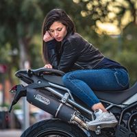 Exhaust compatible with Triumph Tiger 900 2020-2023, Furore Evo4 Nero, Slip-on exhaust including removable db killer and link pipe 