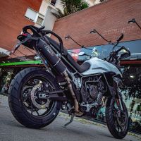 Exhaust compatible with Triumph Tiger 900 2020-2023, Furore Evo4 Nero, Slip-on exhaust including removable db killer and link pipe 