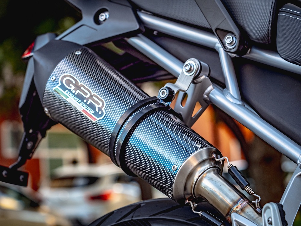 Exhaust compatible with Triumph Tiger 850 2020-2024, GP Evo4 Poppy, Slip-on exhaust including removable db killer and link pipe 