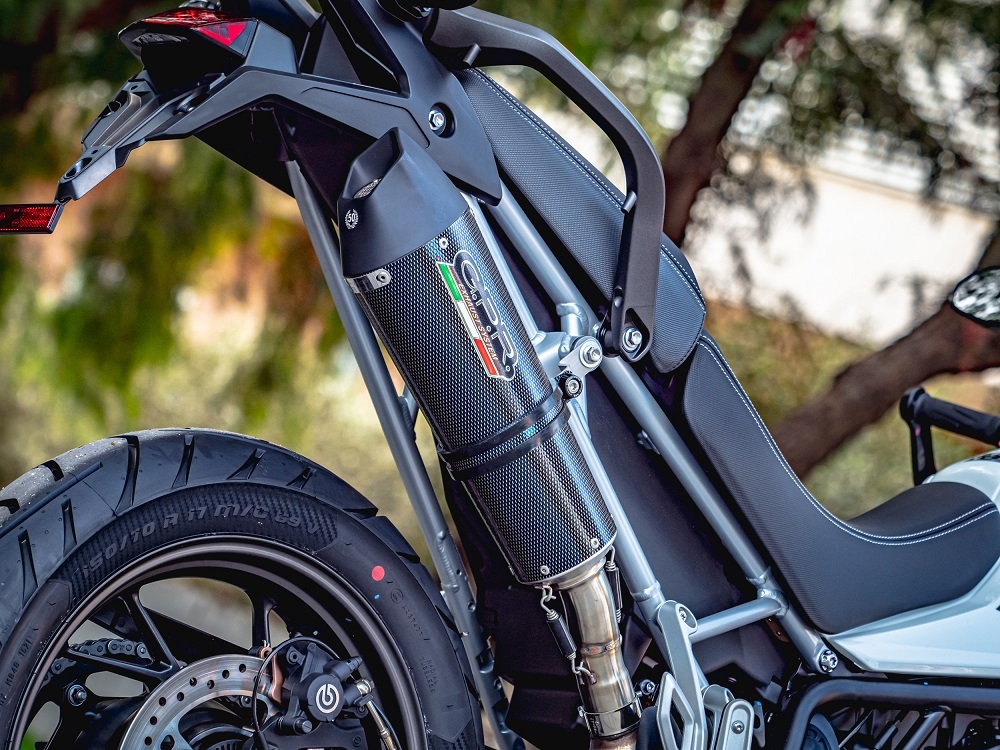 Exhaust compatible with Triumph Tiger 850 2020-2024, GP Evo4 Poppy, Slip-on exhaust including removable db killer and link pipe 