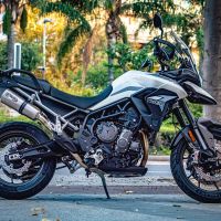 Exhaust compatible with Triumph Tiger 900 2020-2023, GP Evo4 Titanium, Slip-on exhaust including removable db killer and link pipe 
