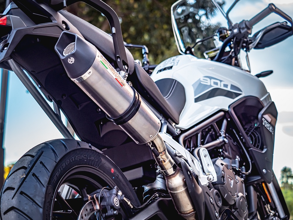 Exhaust compatible with Triumph Tiger 900 2020-2023, GP Evo4 Titanium, Slip-on exhaust including removable db killer and link pipe 