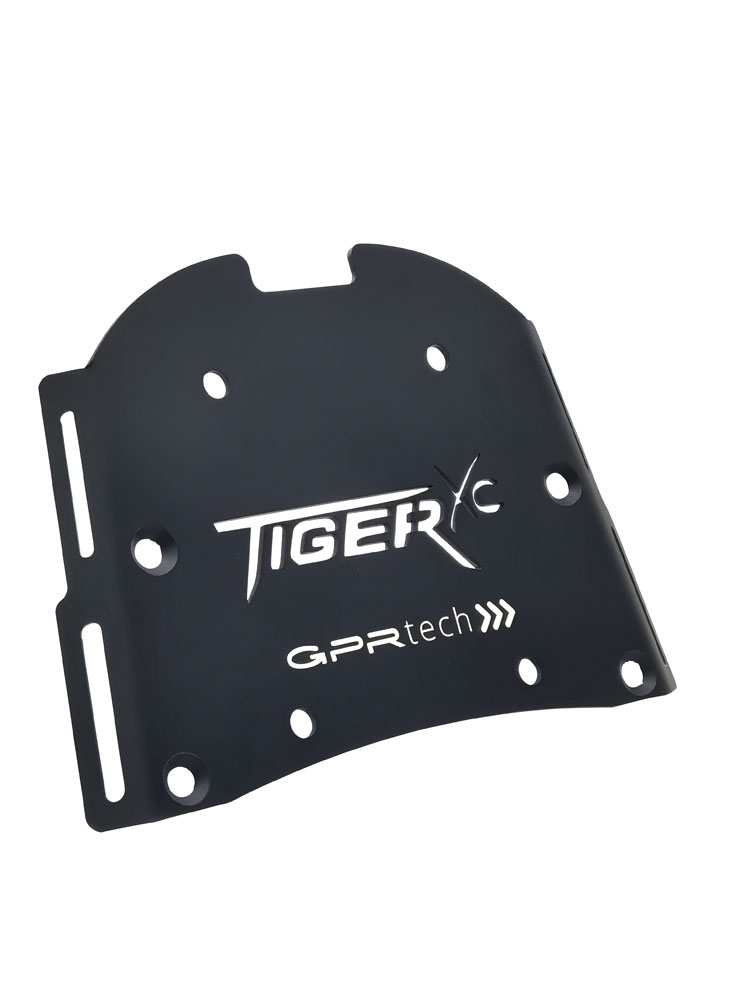 GPR TECH compatible with  Triumph Tiger 800 2011/2016 e3 GPR TECH Specific fitting plate Top Case ALPITECH 55 LT compatible with original luggage rack,stainless steel made with 4 anchor points