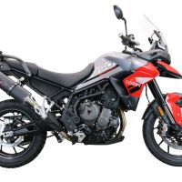 Exhaust compatible with Triumph Tiger 850 2020-2024, Furore Evo4 Nero, Slip-on exhaust including removable db killer and link pipe, EPA-compliant 