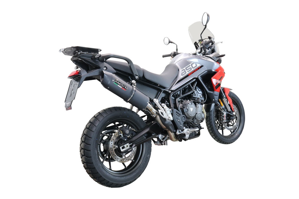 Exhaust compatible with Triumph Tiger 850 2020-2024, Furore Evo4 Nero, Slip-on exhaust including removable db killer and link pipe, EPA-compliant 