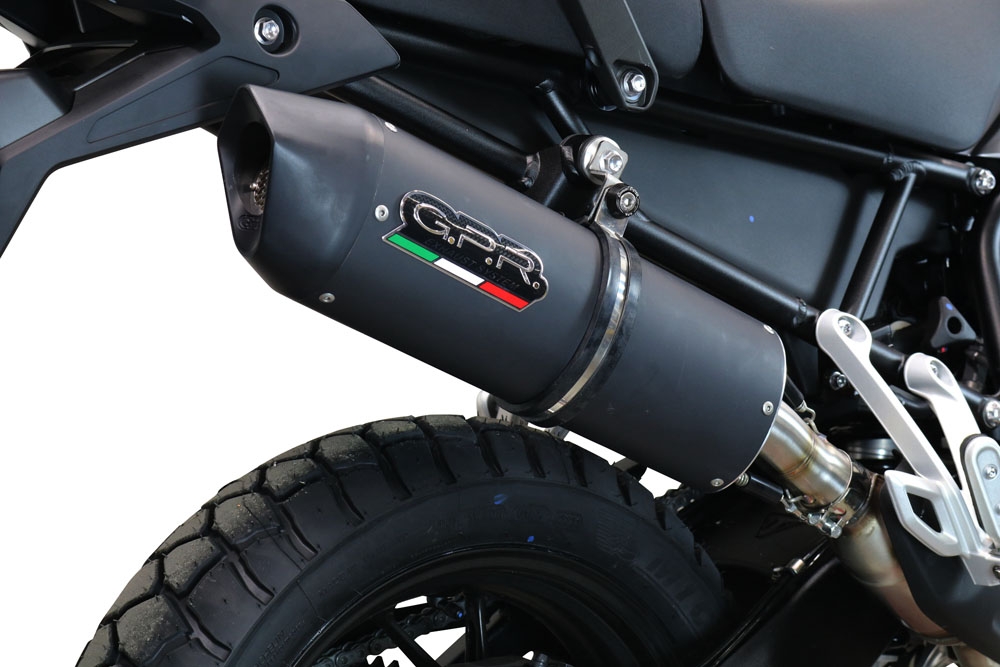 Exhaust compatible with Triumph Tiger 850 2020-2024, Furore Evo4 Nero, Slip-on exhaust including removable db killer and link pipe, EPA-compliant 