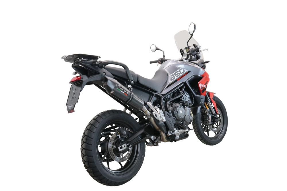 Exhaust compatible with Triumph Tiger 850 2020-2024, GP Evo4 Poppy, Slip-on exhaust including removable db killer and link pipe 