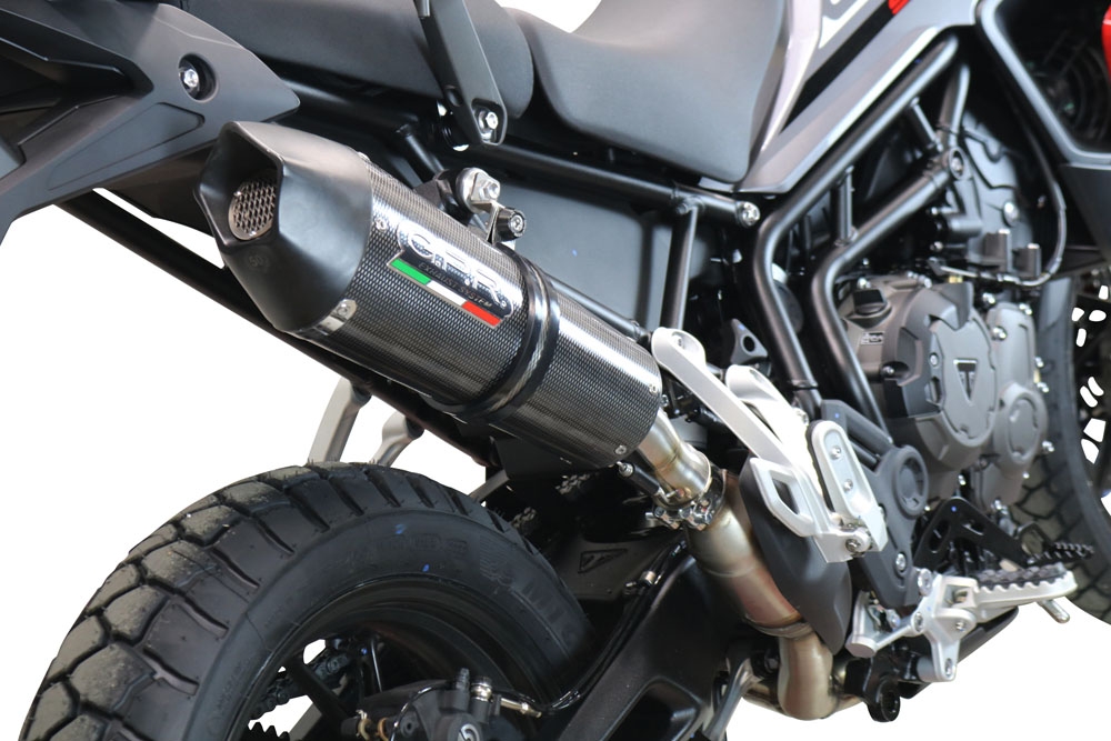 Exhaust compatible with Triumph Tiger 850 2020-2024, GP Evo4 Poppy, Slip-on exhaust including removable db killer and link pipe 