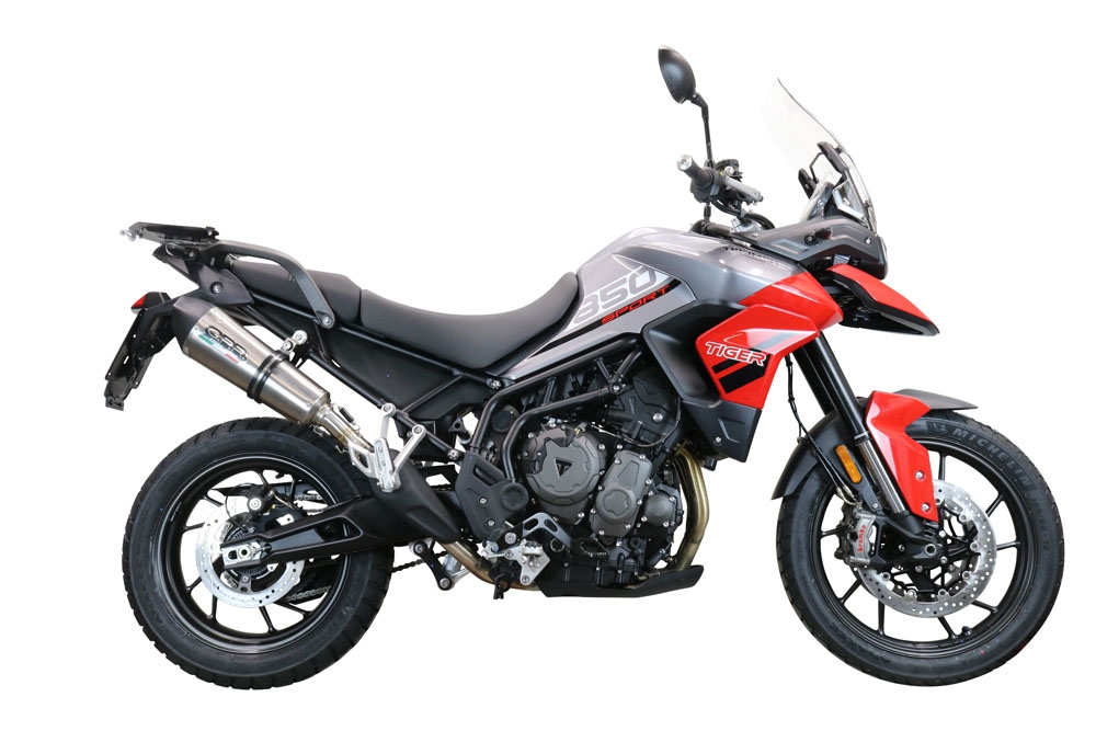 Exhaust compatible with Triumph Tiger 850 2020-2024, GP Evo4 Titanium, Slip-on exhaust including removable db killer and link pipe 