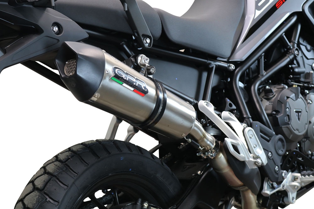 Exhaust compatible with Triumph Tiger 850 2020-2024, GP Evo4 Titanium, Slip-on exhaust including removable db killer and link pipe 