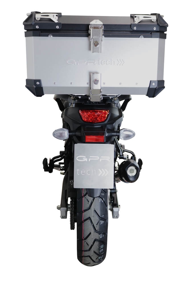 Top case GPR TECH compatible with  Suzuki V-Strom Dl 650 2017/2020 e4 GPR TECH Top case in aluminum, black color with specific plate included Capacity 55 LT.