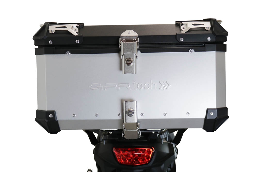 Top case GPR TECH compatible with  Suzuki V-Strom Dl 650 2017/2020 e4 GPR TECH Top case in aluminum, black color with specific plate included Capacity 55 LT.