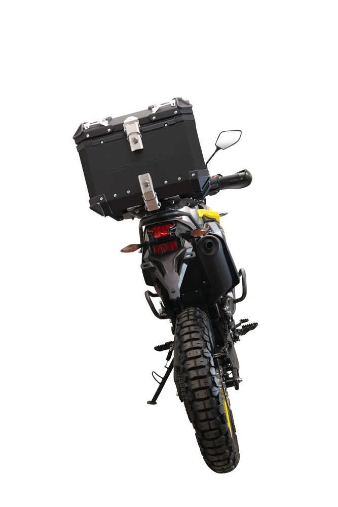 Top case GPR TECH compatible with  Voge 300Rally 2022/2024 e5 GPR TECH Top case in aluminum, black color with specific plate included Capacity 35 LT.